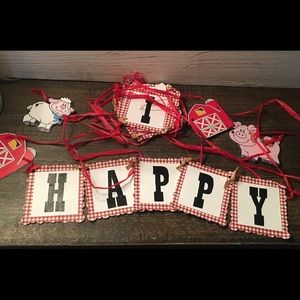 Happy Birthday farm western party banners